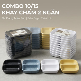COMBO 10/15 Khay Nước Chấm 2 Ngăn Nhỏ (9 x 7cm) – Tiện Lợi, Đẹp Mắt, Chất Liệu Melamine Cao Cấp