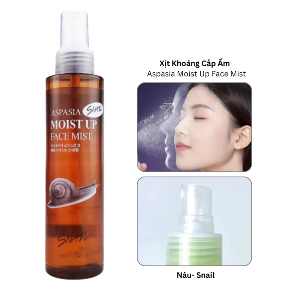 Xịt Khoáng Cấp Ẩm, Dưỡng Da Aspasia Moist Up Face Mist Hàn Quốc 150ml