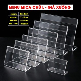 Combo 2 Cái Menu mica chữ L, Bảng mica để bàn chữ L trong suốt, Bảng mica chữ L - Lỗi 1 đổi 1