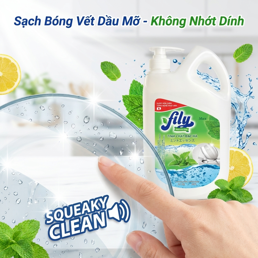 Nước Rửa Chén Siêu Sạch Đánh Bay Dầu Mỡ Cứng Đầu Fily 2.1kg Nước Rửa Bát Làm Bóng Chén Đĩa Nhanh