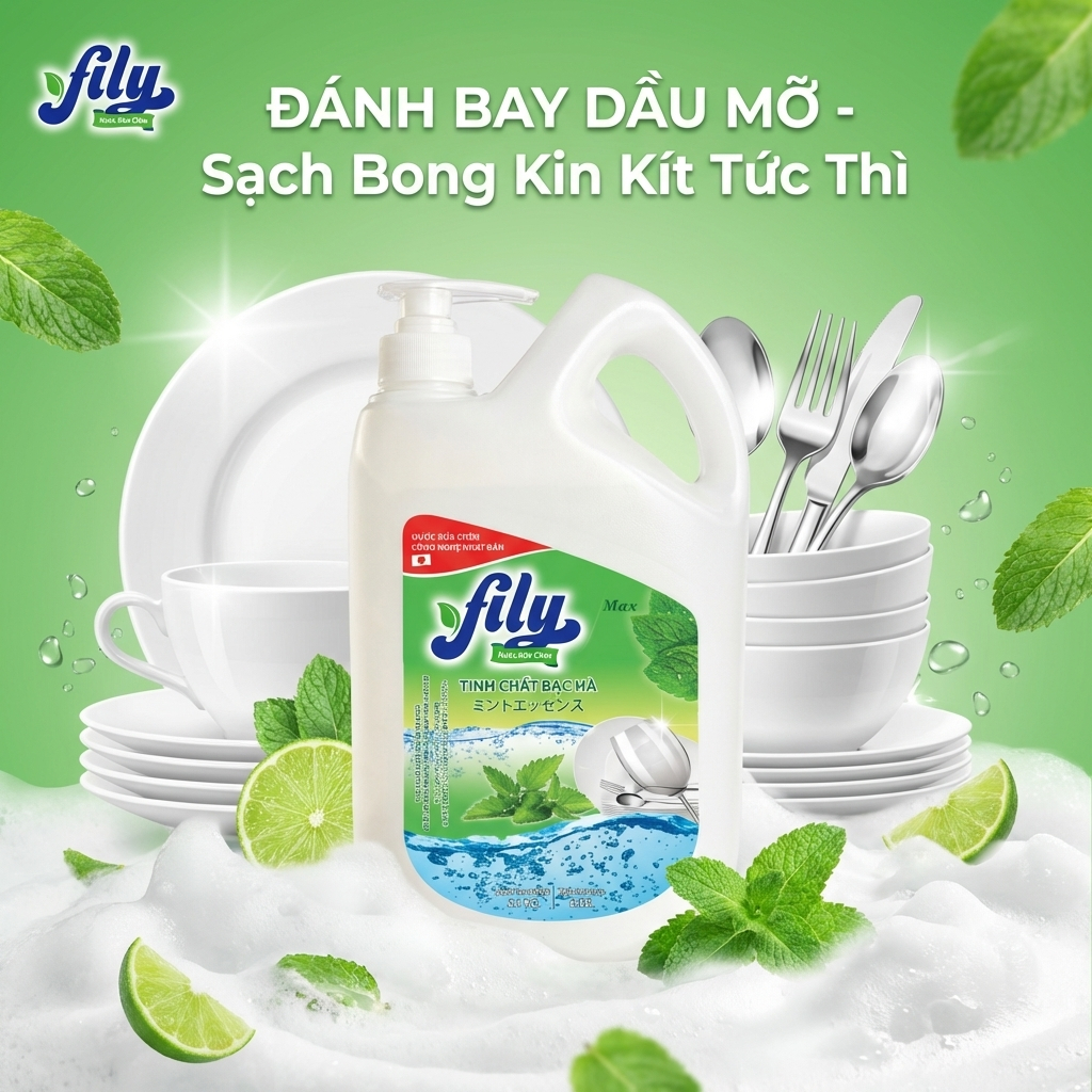 Nước Rửa Chén Siêu Sạch Đánh Bay Dầu Mỡ Cứng Đầu Fily 2.1kg Nước Rửa Bát Làm Bóng Chén Đĩa Nhanh