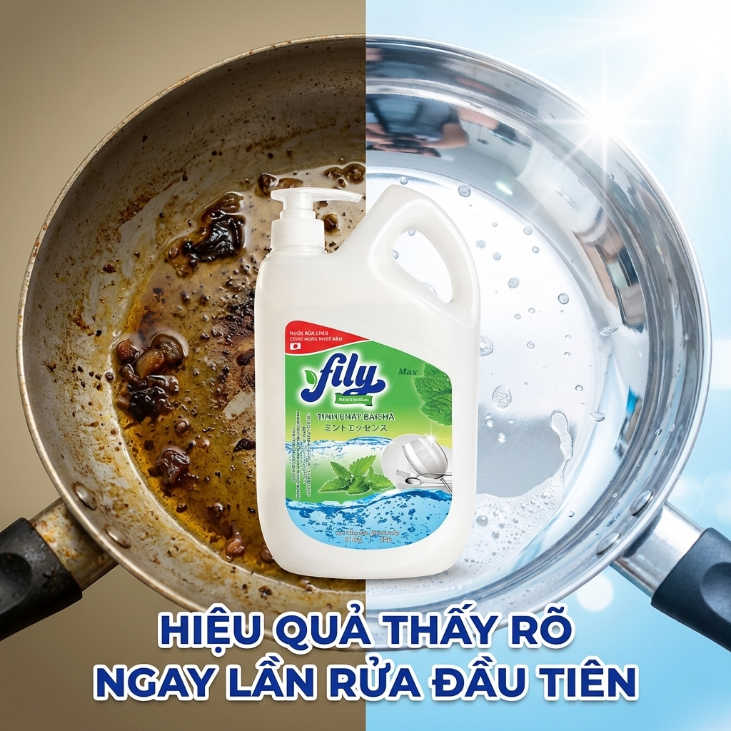 Nước Rửa Chén Siêu Sạch Đánh Bay Dầu Mỡ Cứng Đầu Fily 2.1kg Nước Rửa Bát Làm Bóng Chén Đĩa Nhanh