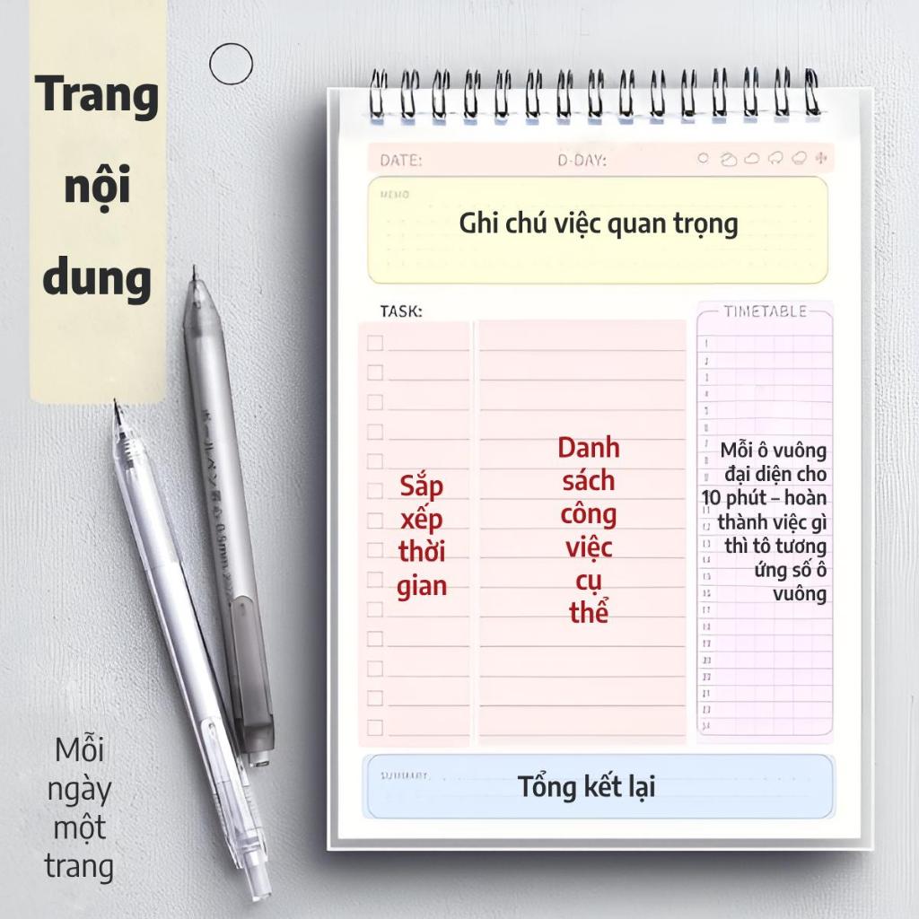 Sổ Tay Ghi Nhiệm Vụ Hằng Ngày Planner Aesthetic To Do List Sổ Quản Lý Thời Gian Học Tập , Làm Việc