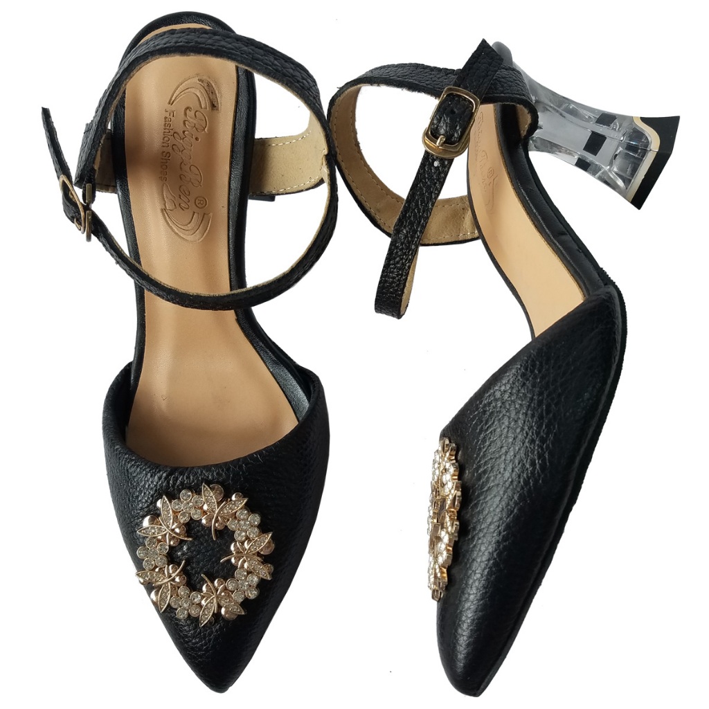 Giày Sandal Cao Gót Nữ BIGGBEN Da Bò Thật Cao 5 Phân HKD942