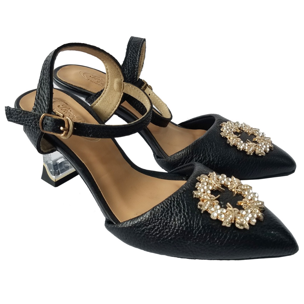 Giày Sandal Cao Gót Nữ BIGGBEN Da Bò Thật Cao 5 Phân HKD942