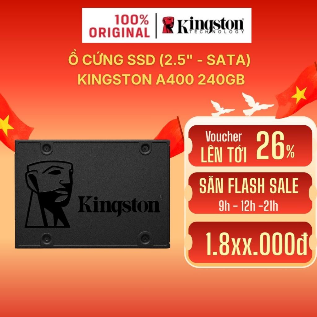 Ổ cứng SSD Kingston A400 (240GB / 480GB ) 2.5" SATA 3.0 6GB/giây - Hàng chính hãng - Bảo hành 3 năm | BigBuy360 - bigbuy360.vn
