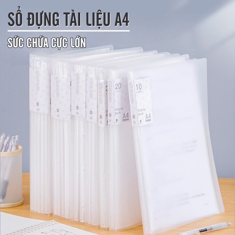 File Lá Đựng Tài Liệu A4 Trong Suốt–Bìa Lá Hồ Sơ Nhựa PP Chống Thấm Nước, Chất Lượng Cao Và Tiện Ích