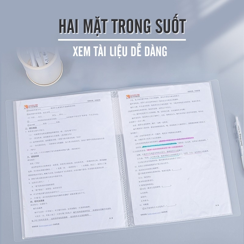File Lá Đựng Tài Liệu A4 Trong Suốt–Bìa Lá Hồ Sơ Nhựa PP Chống Thấm Nước, Chất Lượng Cao Và Tiện Ích