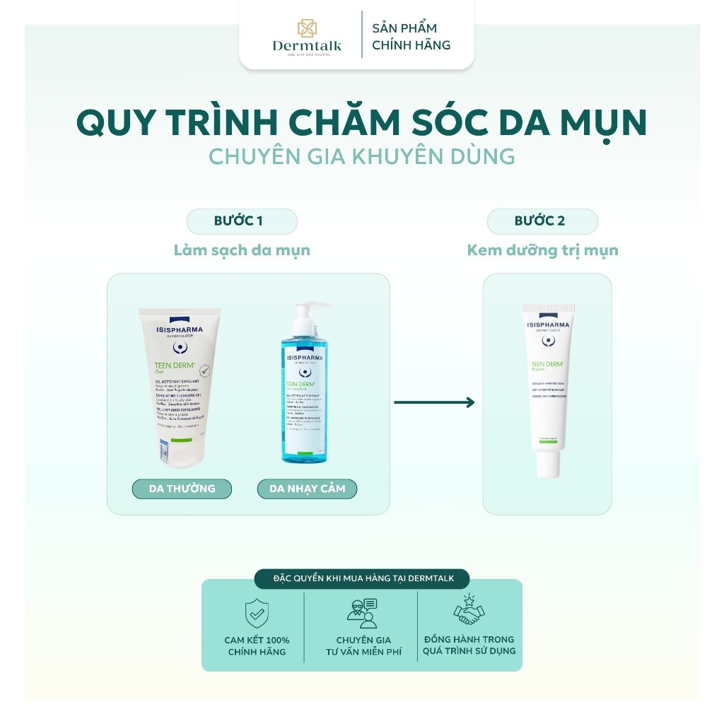 Kem chấm giảm mụn viêm chuyên sâu ISISPHARMA TEEN DERM α-Pure 30ml - Kiểm soát nhờn, giảm viêm