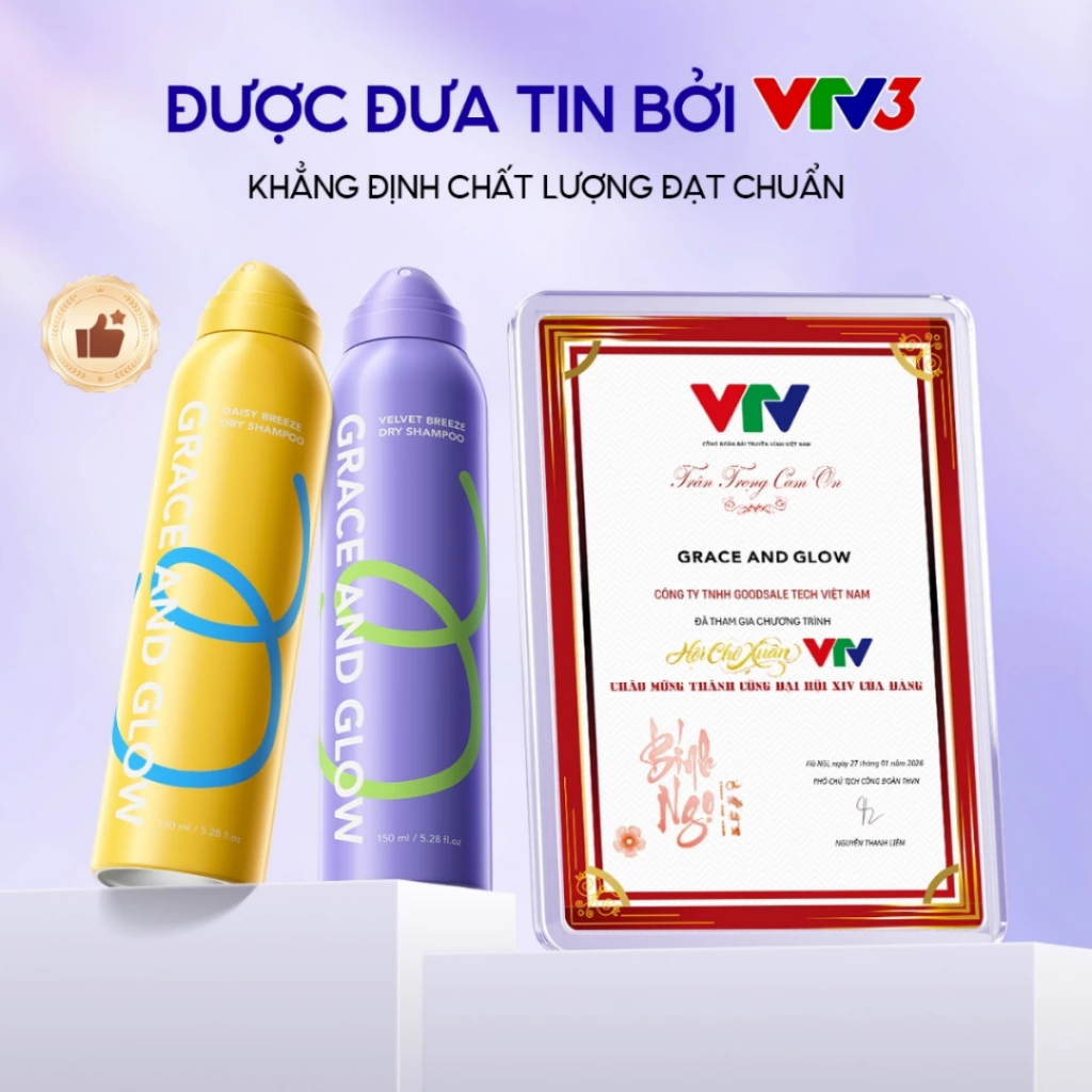 Dầu gội khô phồng tóc Grace and Glow Velvet Opium/Daisy Breeze 150ml kiềm dầu giúp giải cứu tóc bết