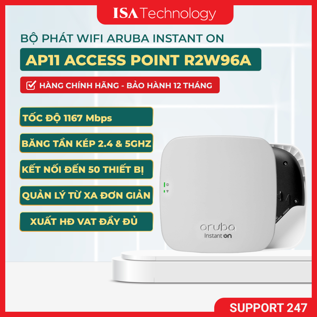 Aruba Instant On AP11 RW (R2W96A) bộ phát wifi băng tần kép chuẩn AC ...