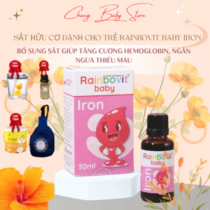 Sắt Hữu Cơ Dành Cho Trẻ Rainbovit Baby Iron, xuất xứ Ba Lan, không tanh, hương đào chai 30ml
