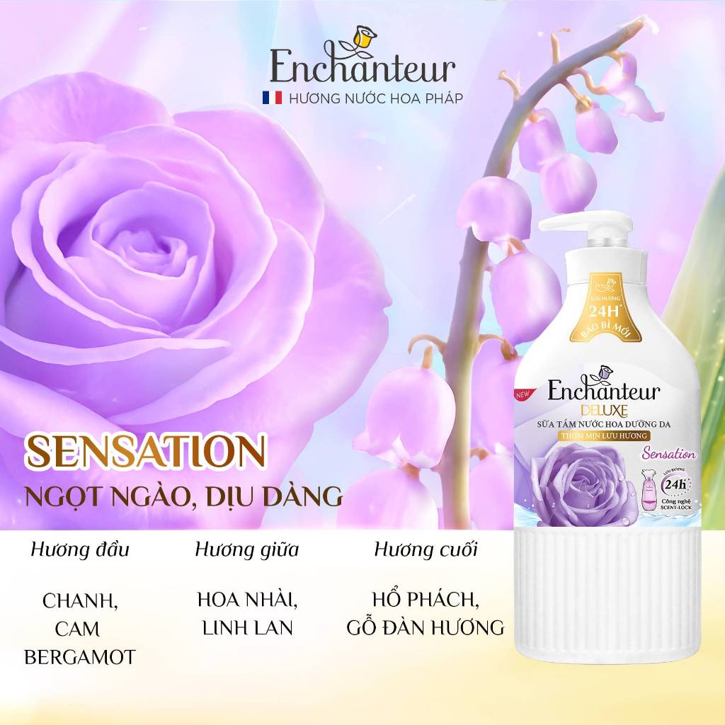 [VHL x Enchanteur] Tặng túi 450g - COMBO 3 Túi Sữa tắm hương nước hoa Enchanteur Glamour/ Charming 640g x 3