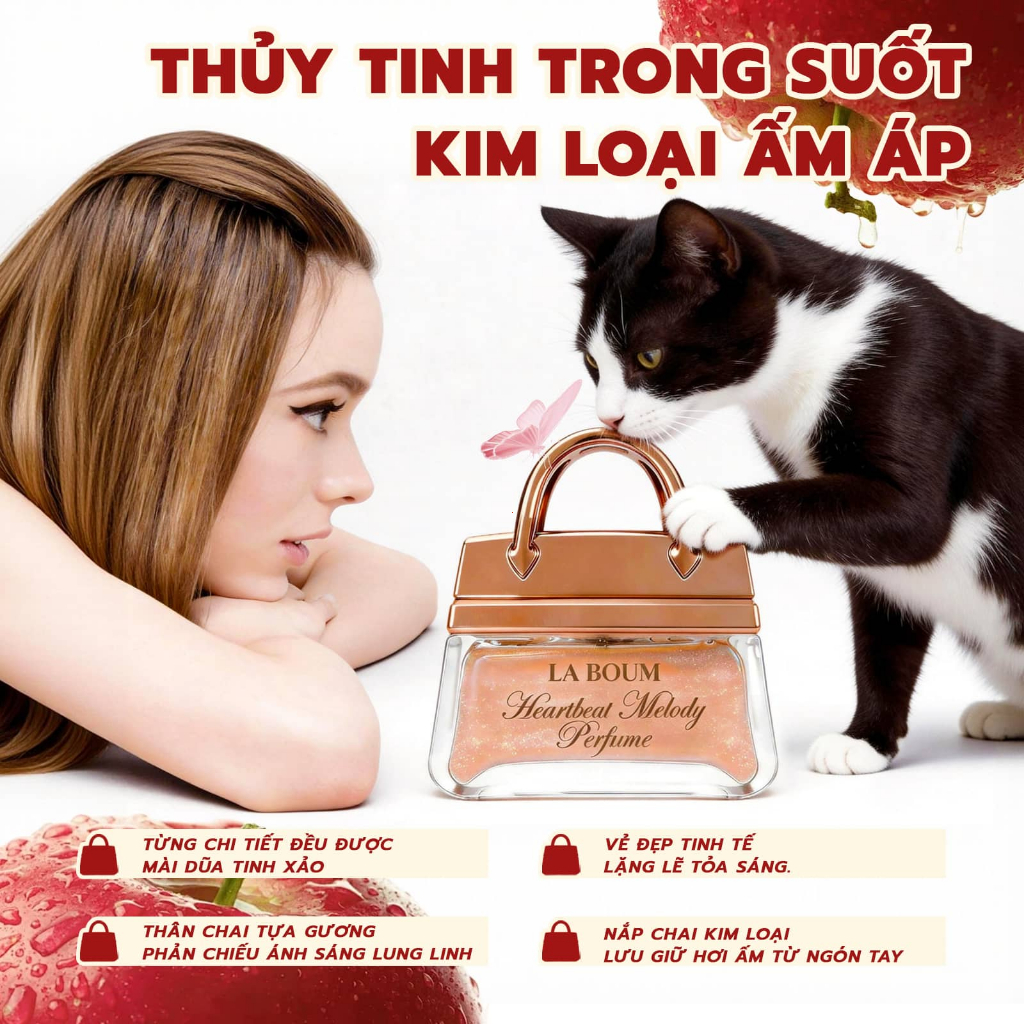 Nước Hoa Nữ Ngọt Thanh Khô LA BOUM Heartbeat Melody 50ml Hương Hoa Quả Ánh Nhũ Kim Tuyến Không Hề Ngấy EDP
