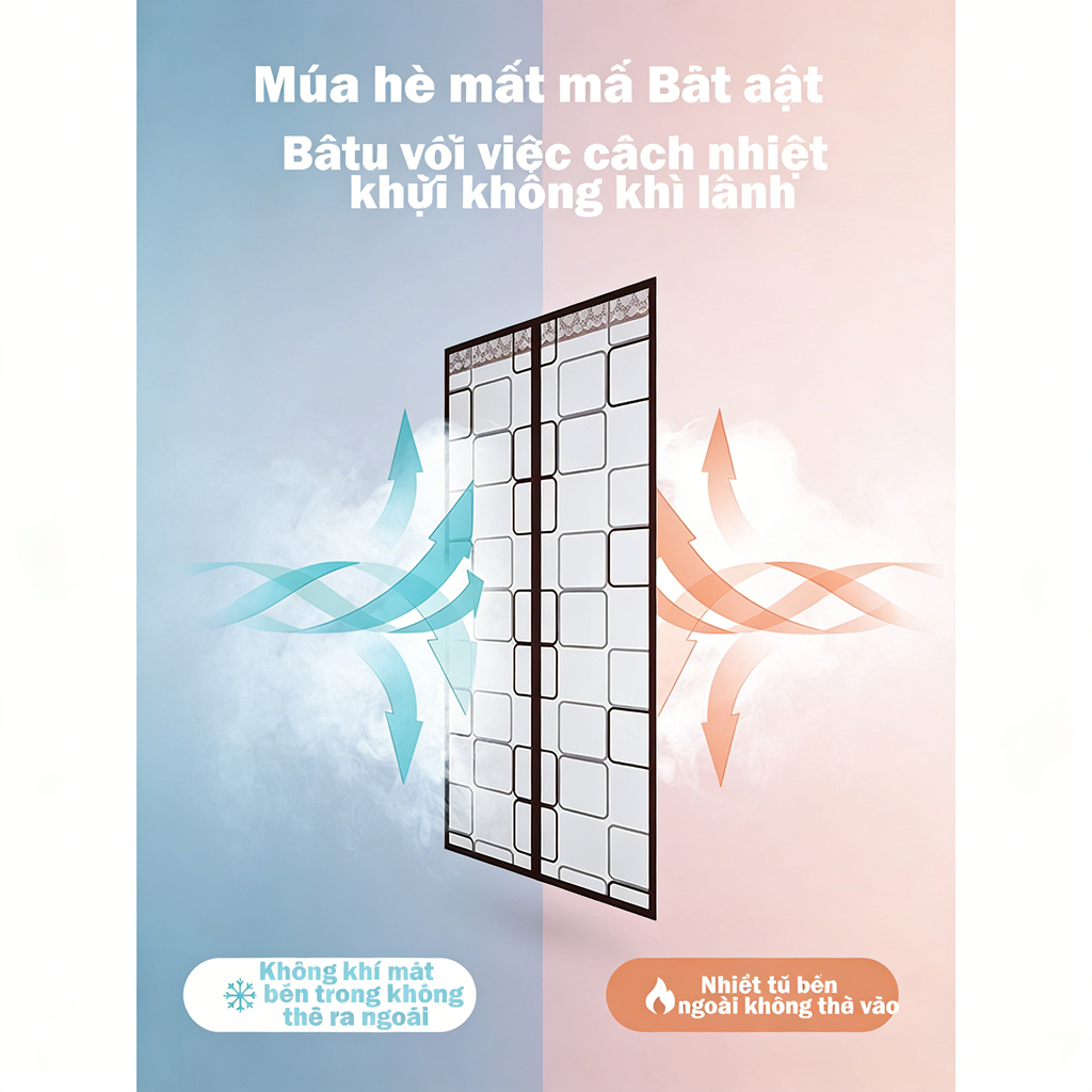 Màn cửa điều hòa cách nhiệt giữ lạnh giữ nhiệt chống gió chống bụi PEVA không mùi Velcro dễ lắp đặt phòng ngủ văn phòng