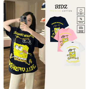 Áo Thun Spongebob BIDZ Premium Cotton - Áo Phông Bọt Biển Vàng Unisex Nam Nữ Form Rộng 99% Organic Cotton Dày Dặn