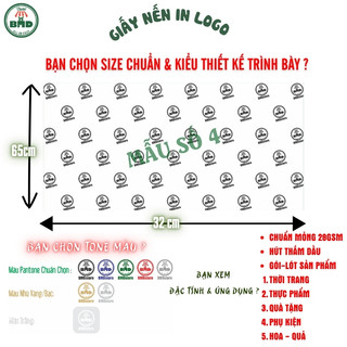 Giấy nến gói-lót sản phẩm quần áo-giầy dép-túi thời trang chuẩn size 65x32cm in logo (quấn vòng)