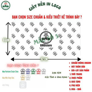 Giấy nến gói-lót sản phẩm quần áo-giầy dép-túi thời trang chuẩn size 65x32cm in logo (quấn vòng)