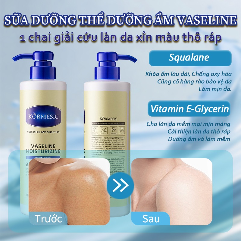 Sữa Dưỡng Thể Vaseline Dưống Am Chuyên Sâu Dưỡng Trắng Chống Khô Da Chăm Sóc Dịu Nhe Mùi Hương Độc Quyền 500ML