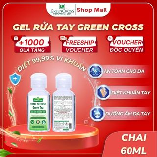 Chai Gel Rửa Tay Khô Green Cross Total Defense 60ml - Diệt Khuẩn 99,99% - Bảo Vệ Sức Khỏe
