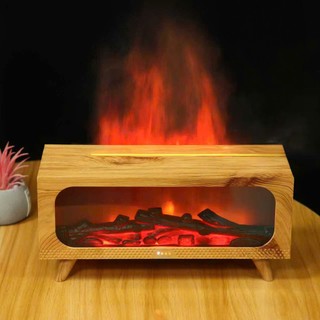 (Siêu Đẹp) Máy Xông Tinh Dầu Ngọn Lửa 3D Chân Thật, Thơm Phòng, Đuổi Muỗi, Đèn Ngủ LED 7 Màu, Bù Ẩm
