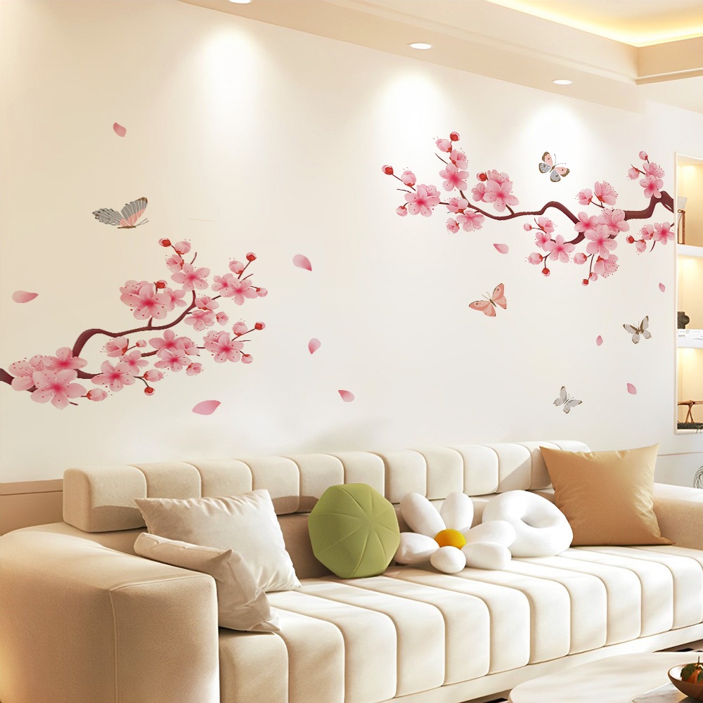 Decal Dán Tường Hoa Anh Đào Có Keo Sẵn 160x80cm - Trang Trí Phòng Khách Và Phòng Ngủ