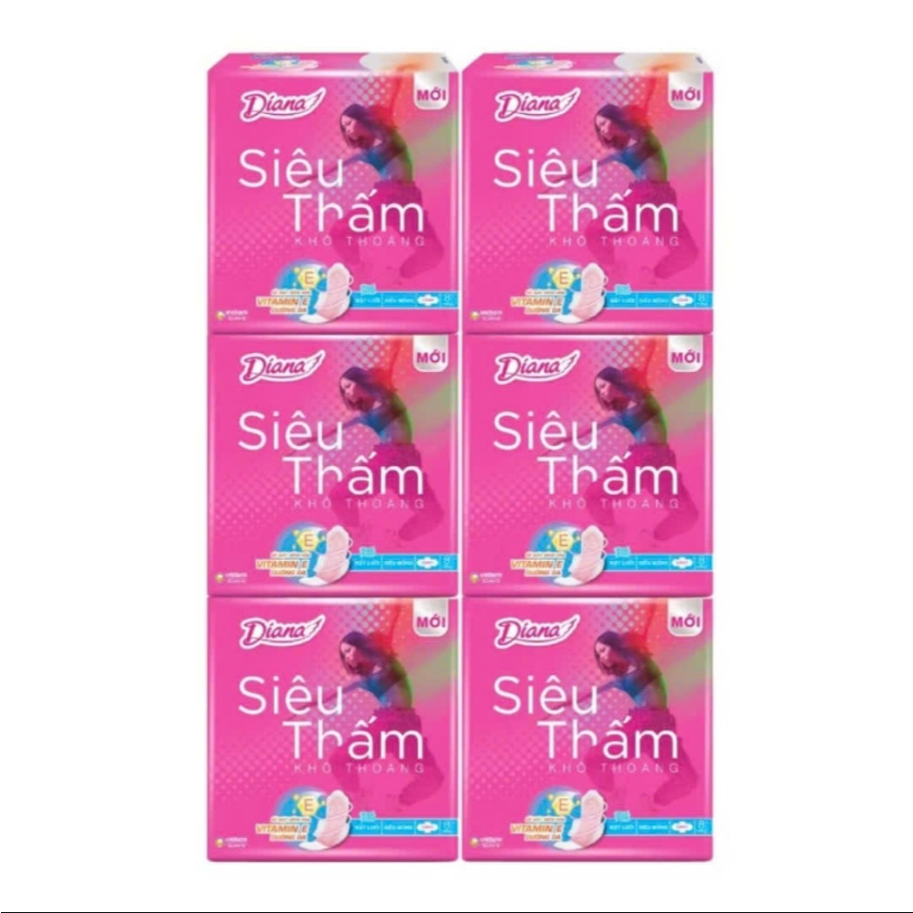 [Combo 4/6 gói] Băng vệ sinh Diana siêu thấm siêu mỏng cánh, không cánh 23cm gói 8 miếng/20 miếng