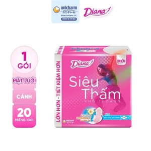 Băng vệ sinh Diana siêu thấm siêu mỏng cánh, không cánh 23cm gói 8 miếng/20 miếng