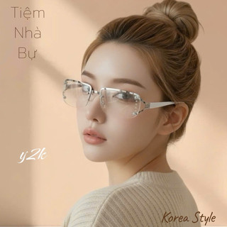 Mắt kính thời trang Y2K Bự Store Không gọng Senior Mặt gương Hiphop Hot kiểu dáng sành điệu Phong cách trẻ trung