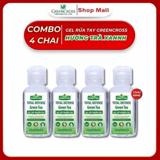 Combo 4 Chai Gel Rửa Tay Khô Green Cross Total Defense 60ml - Diệt Khuẩn 99,99% - Bảo Vệ Sức Khỏe
