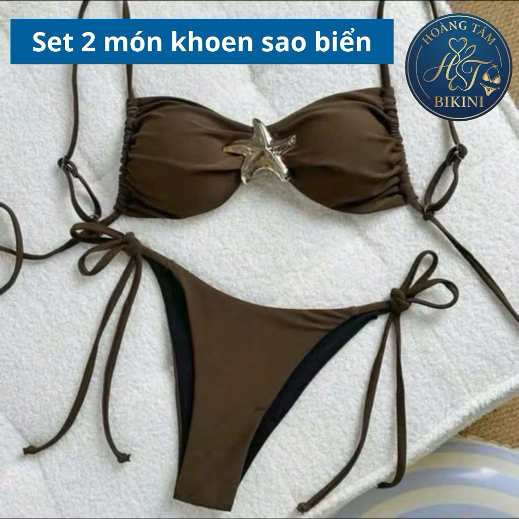 [Hoả Tốc-HCM] Bikini DTD  Đi Biển Set 2 Mảnh Áo Có Mút Sẵn Phối Sao Biển Sịn Xò