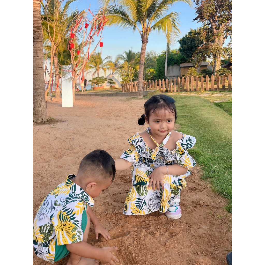 Đồ Gia Đình Fig Tree Họa Tiết Lá Vàng Trắng Tropical Tươi Mát Đón Hè, Du Lịch, Đi Biển, Ms 187