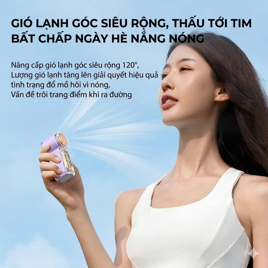 Quạt Cầm Tay Mini X699 – 100 Cấp Độ Gió, Gió Mạnh, Pin Sạc Tích Điện, Nhỏ Gọn Dễ Mang Theo