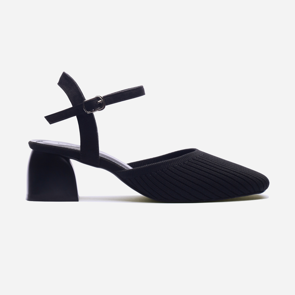 CORII - Giày Sandal Cao Gót Quai Ngang Mũi Vuông Bít Mũi Thời Trang và Thoải Mái Nhất - CR6TGS1 Đen