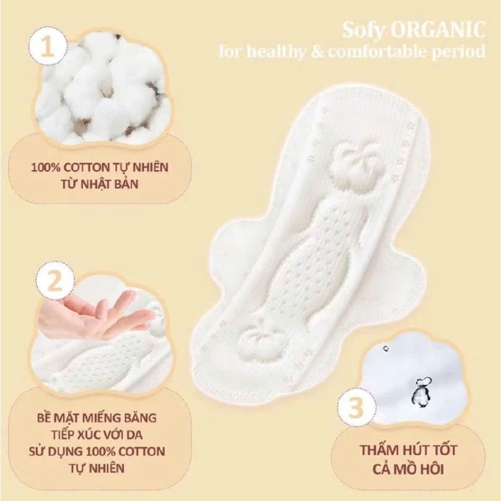 Băng vệ sinh Sofy Organic siêu mỏng cánh 23cm 15 miếng