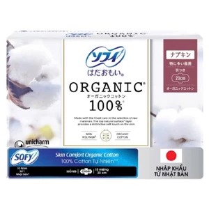 Băng vệ sinh Sofy Organic siêu mỏng cánh 23cm 15 miếng