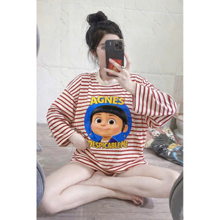 Set bộ đùi kẻ sọc in hình cô gái ange ( áo dài + quần đùi )