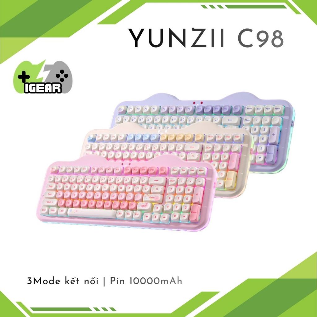 Bàn Phím Cơ Không Dây YUNZII C98 Cat Cake - Layout 98 Phím, Gasket ...