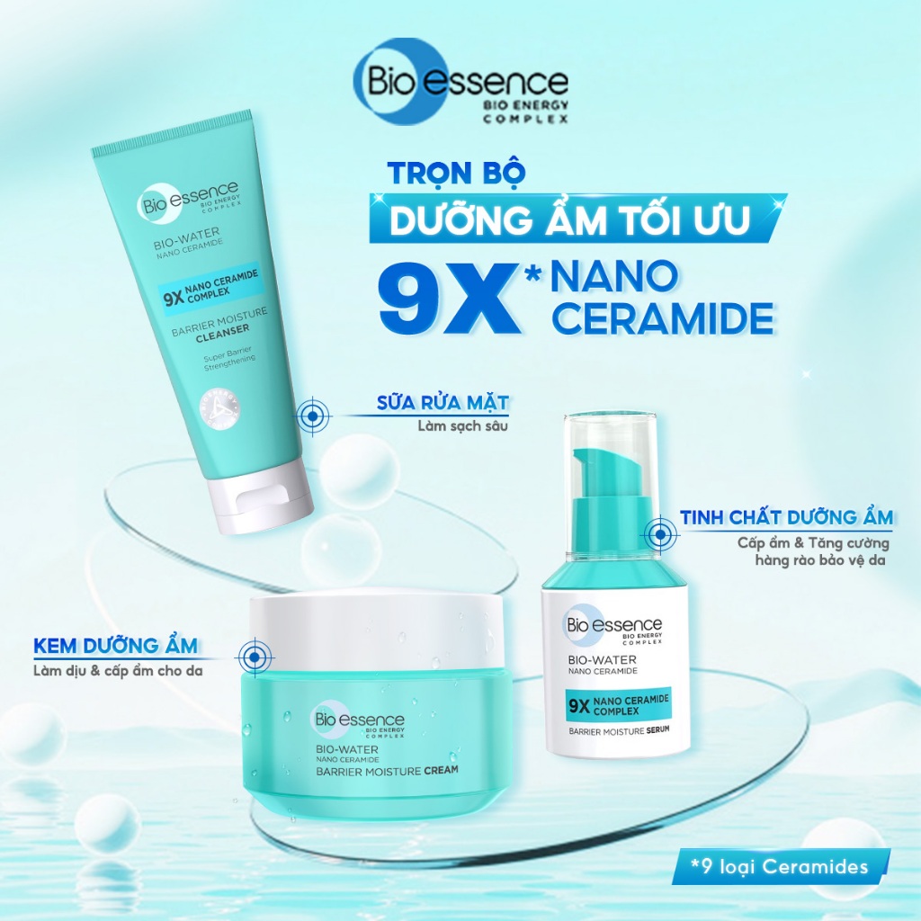 Bộ Bio-essence Ceramide: Kem dưỡng 30g, Tinh chất serum 20ml