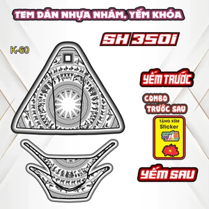 Tem Yếm Khóa Hình Hoạ Tiết cổ Cho Các Dòng Xe SH 350I - Decal Chống Nước - Trang Trí .