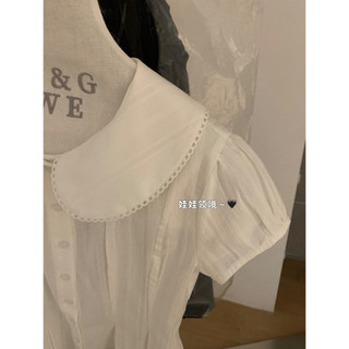 𝐏𝐡𝐢𝐞𝐧 𝐖𝐆𝐖𝐄 | w9270 Áo sơ Mi Thô Cộc Tay Loe Nhẹ Màu Trắng