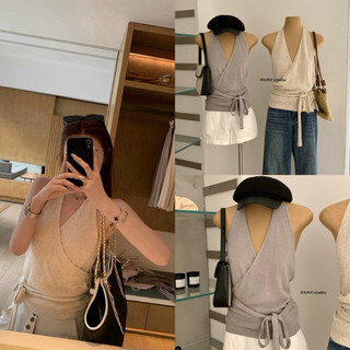 𝐏𝐡𝐢𝐞𝐧 𝐖𝐆𝐖𝐄 | (Sẵn) w9251 Áo Yếm Len Mỏng Mùa Hè Dây Eo 3 Màu Trơn