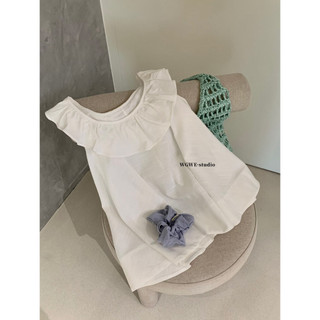 𝐏𝐡𝐢𝐞𝐧 𝐖𝐆𝐖𝐄 | (Sẵn) w9324 Áo Bbd Cổ Bèo Tròn Sát Nách Form Rộng Màu Trắng