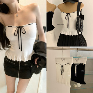 𝐏𝐡𝐢𝐞𝐧 𝐖𝐆𝐖𝐄 | (Sẵn) w9274 Áo Quây Dây Luồn Dáng Peplum 2 Màu Đen Trắng