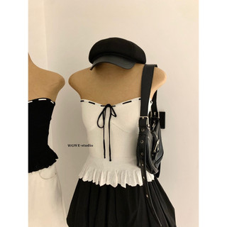 𝐏𝐡𝐢𝐞𝐧 𝐖𝐆𝐖𝐄 | (Sẵn) w9274 Áo Quây Dây Luồn Dáng Peplum 2 Màu Đen Trắng
