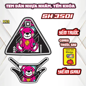 Sticker Dán Yếm Khóa Xe Máy Cute - SH 350I Trang Trí Yếm Khóa Nhựa Nhám Dễ Thương