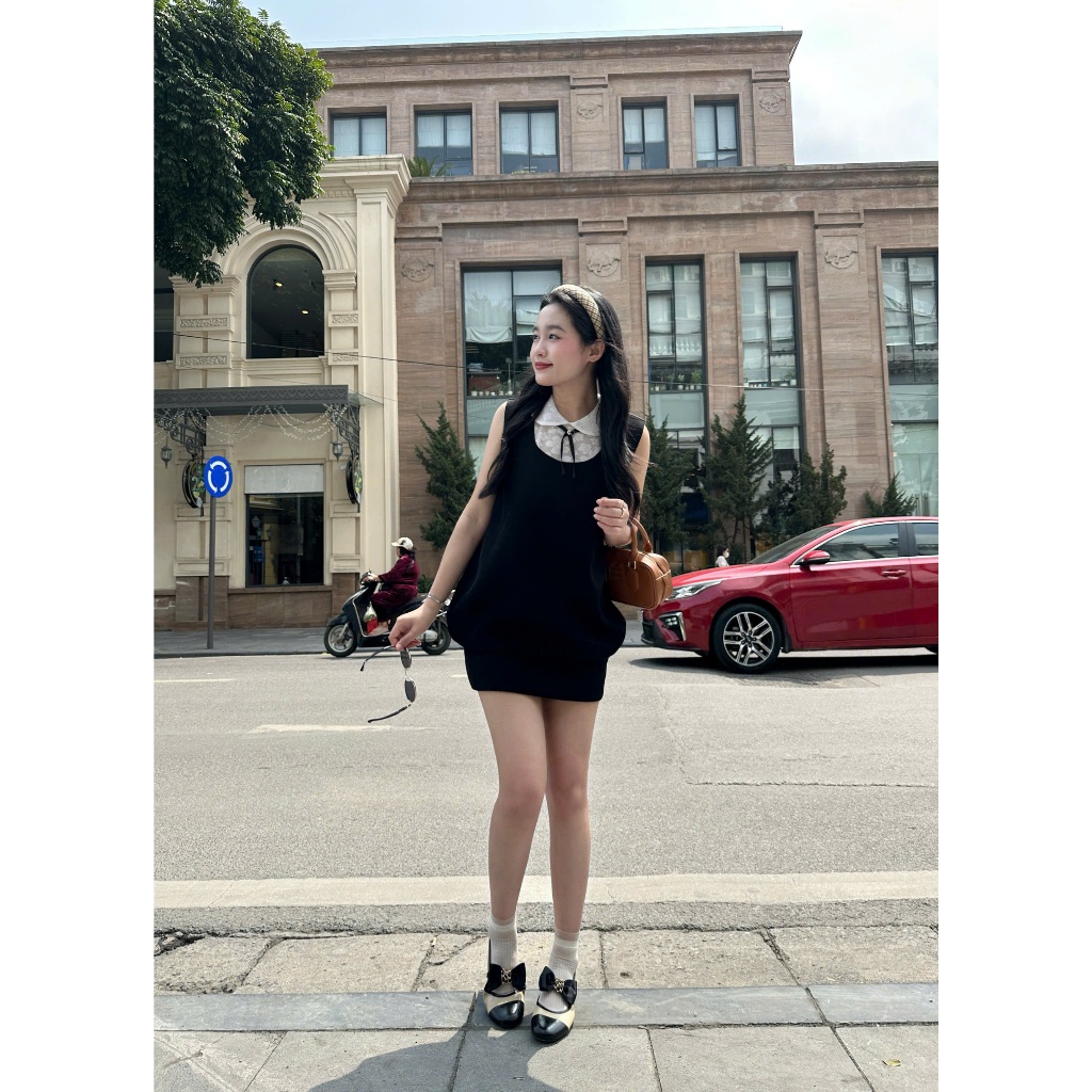 VÁY Dress Váy Tiểu Thư Phối Ren Nơ Form Bí Phồng Sang Chảnh Đầm Xòe Nữ Dự Tiệc Dạo Phố JOOLATE 1643