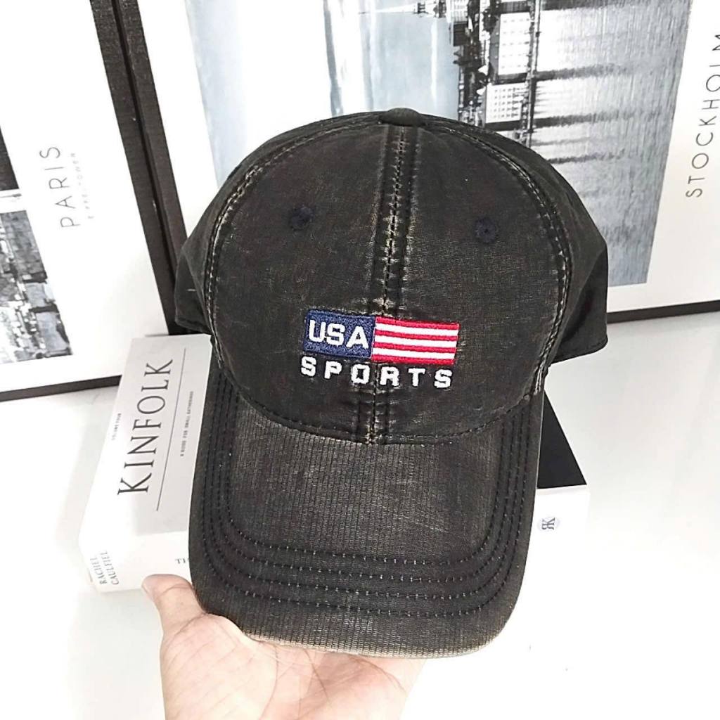 Nón kết, mũ lưỡi trai USA sports thêu phối vải denim from chuẩn thời trang siêu đẹp