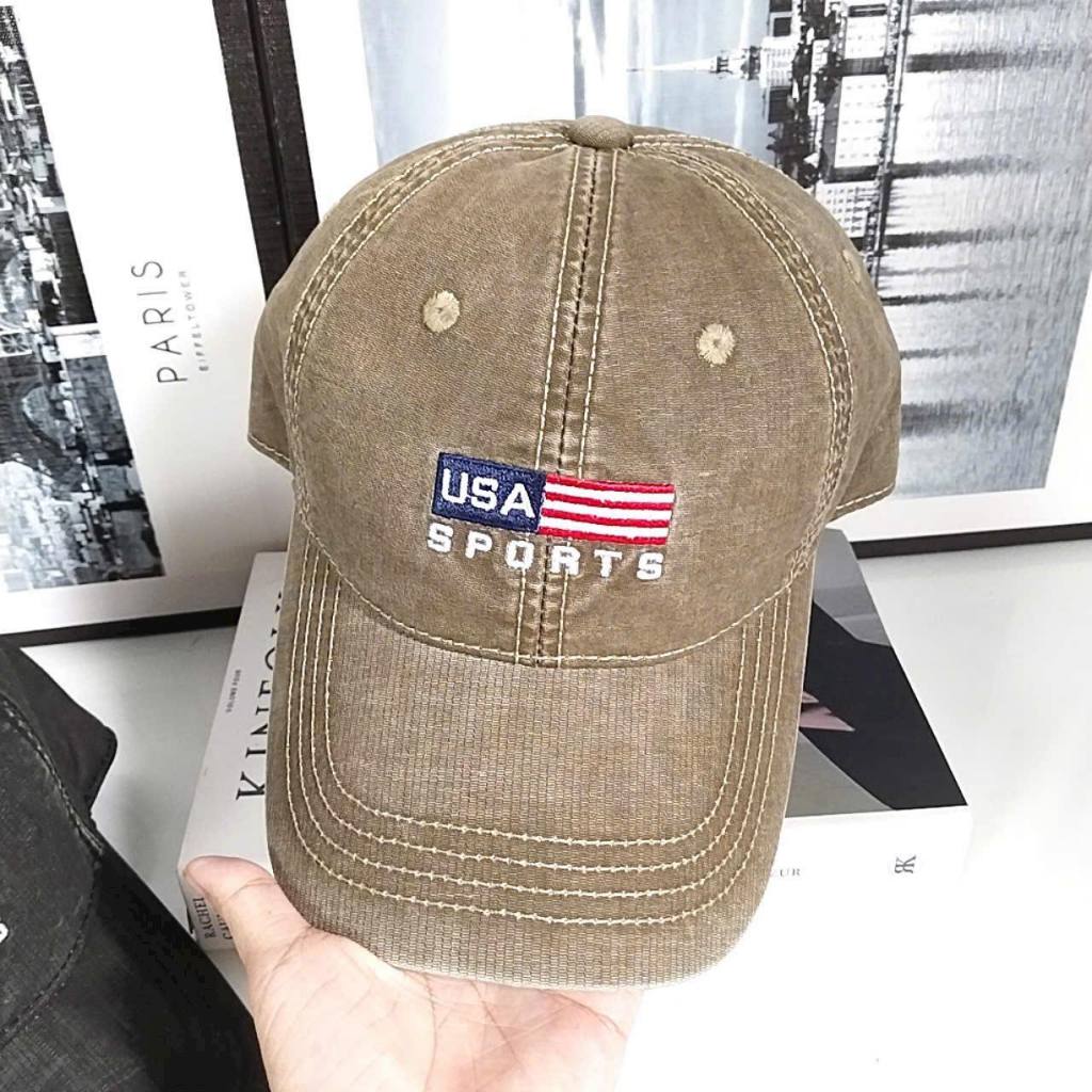 Nón kết, mũ lưỡi trai USA sports thêu phối vải denim from chuẩn thời trang siêu đẹp