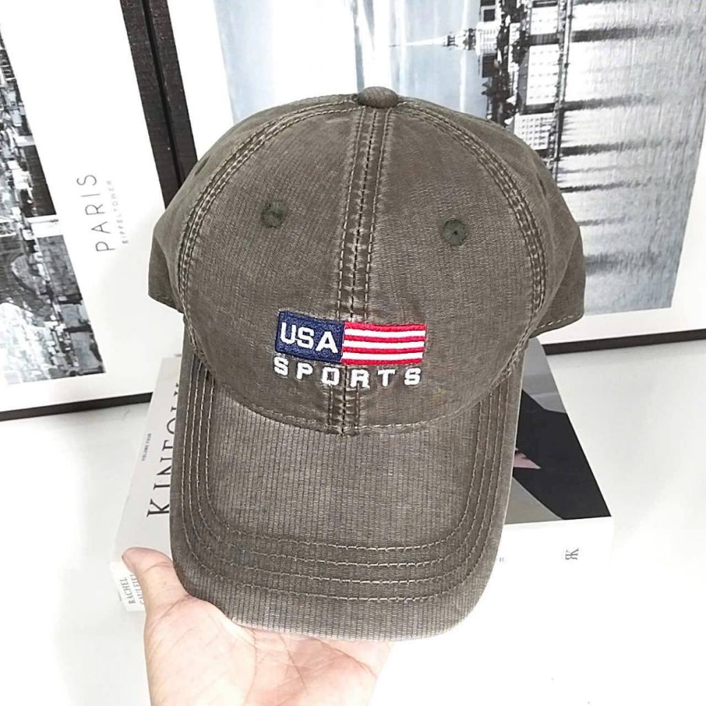 Nón kết, mũ lưỡi trai USA sports thêu phối vải denim from chuẩn thời trang siêu đẹp